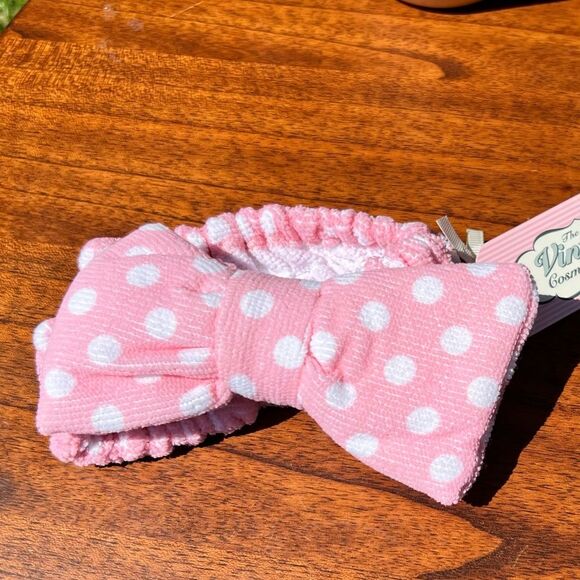 The Vintage Cosmetic Company pink with white polkadots headband 💗 new - Picture 1 of 3